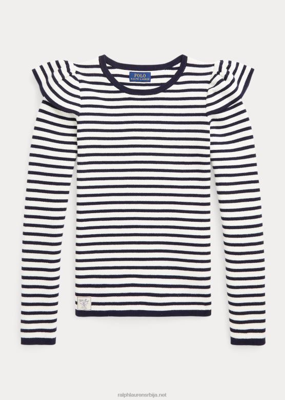 клинци Ralph Lauren пругасти памучни џемпер V2V447594 рл морнарска/клубска крема