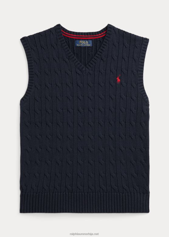 клинци Ralph Lauren плетени памучни џемпер прслук V2V449899 рл морнарица