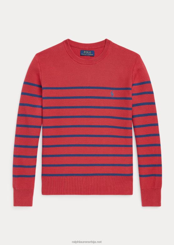 клинци Ralph Lauren пругасти памучни џемпер V2V449934 љута паприка