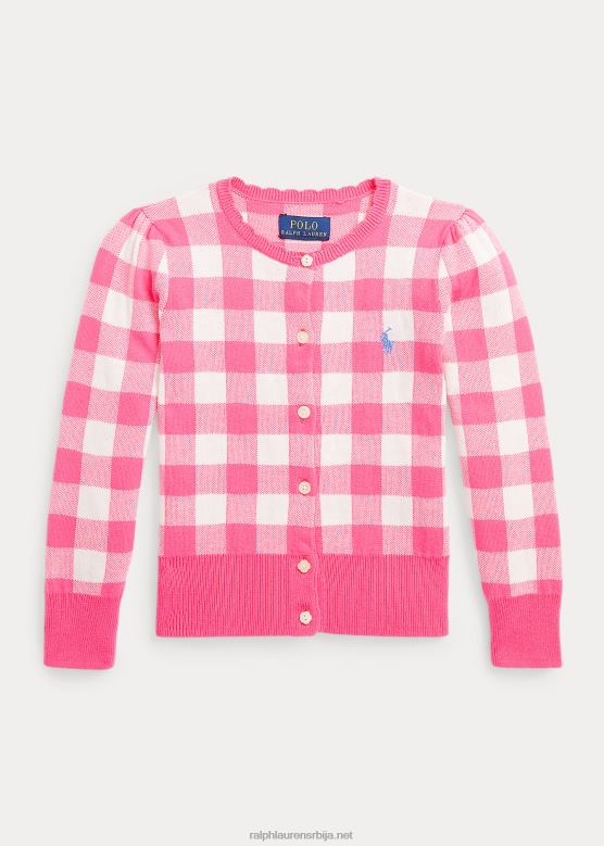 клинци Ralph Lauren памучни кардиган од гингхам V2V449966 нежно розе