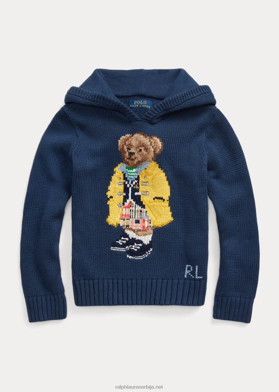 клинци Ralph Lauren памучни џемпер са капуљачом поло медведа V2V449990 рустикално плаво