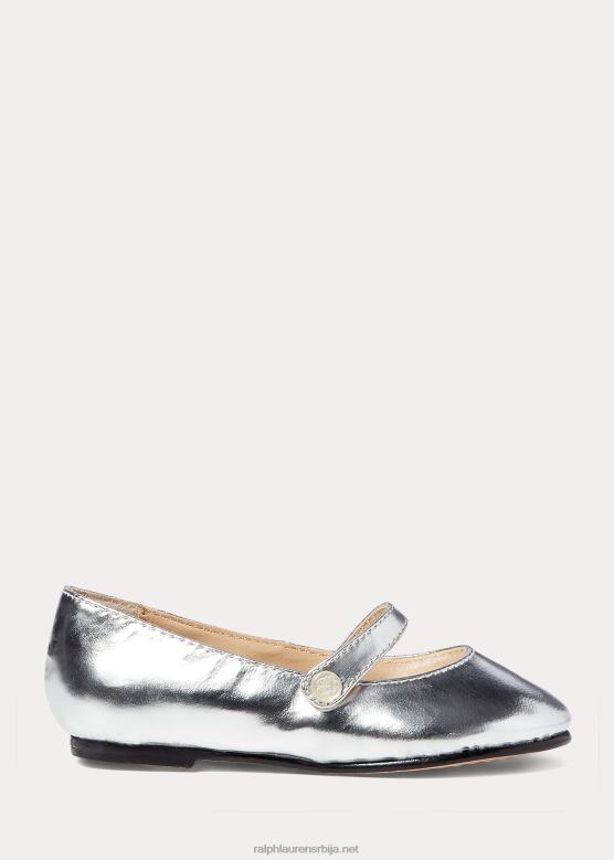 клинци Ralph Lauren алиса металик кожа Мери Џејн V2V447268 сребро