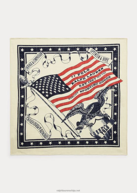 мушкарци Ralph Lauren памучна трака са заставом и орлом V2V442462 крем мулти