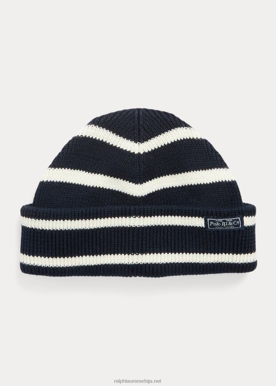мушкарци Ralph Lauren пругаста ланено-памучна капа V2V442456 морнарско/крем
