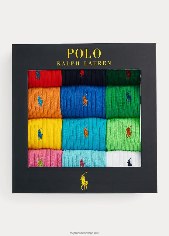мушкарци Ralph Lauren сигнатуре пони црев поклон сет од 12 чарапа V2V442324 сортирано