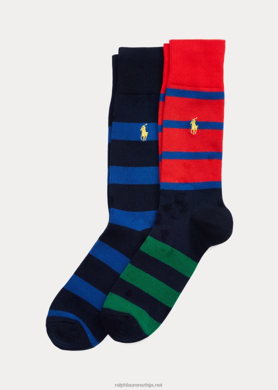 мушкарци Ralph Lauren пругасте чарапе за панталоне 2 ком V2V442353 плава/црвена/зелена