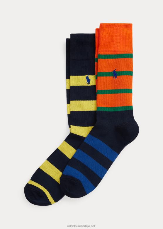 мушкарци Ralph Lauren пругасте чарапе за панталоне 2 ком V2V442354 жута/наранџаста/плава