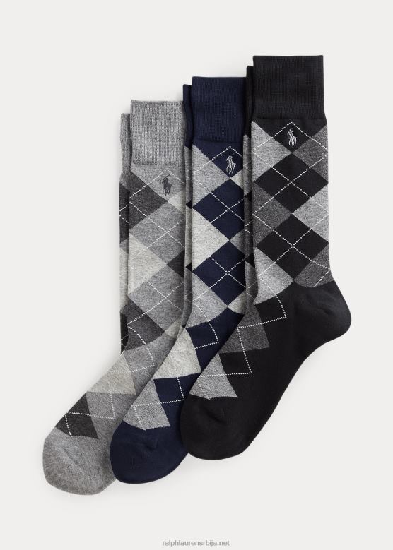 мушкарци Ralph Lauren аргиле хаљина чарапа 3-пак V2V441892 сива/плава/црна