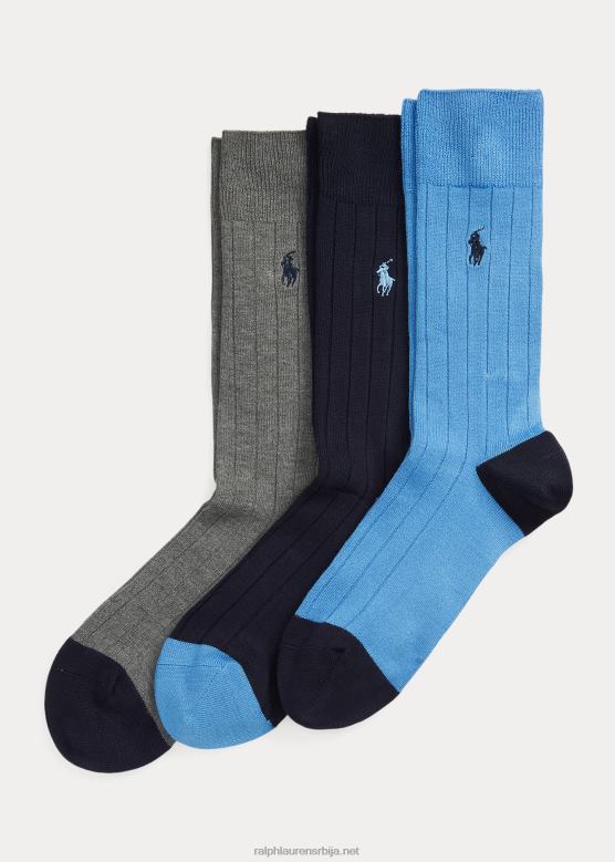 мушкарци Ralph Lauren ребрасте чарапе за панталоне 3 ком V2V442328 нежно плава