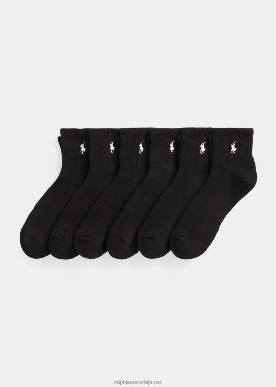мушкарци Ralph Lauren чарапе од мешавине памука за четвртину, 6 ком V2V442539 црн