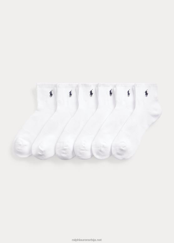 мушкарци Ralph Lauren чарапе од мешавине памука за четвртину, 6 ком V2V442541 бео