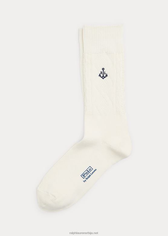 мушкарци Ralph Lauren плетене плетене памучне чарапе V2V442300 пергамент крем