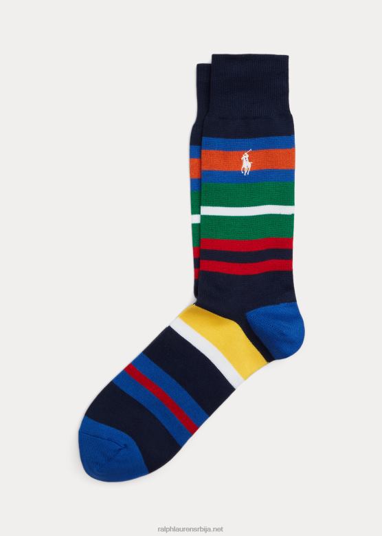 мушкарци Ralph Lauren пругасте чарапе за панталоне од мешавине памука V2V442370 морнарица