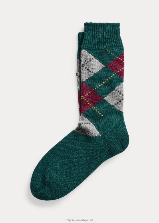 мушкарци Ralph Lauren ручне аргиле вунене чарапе V2V442774 ловац зелен