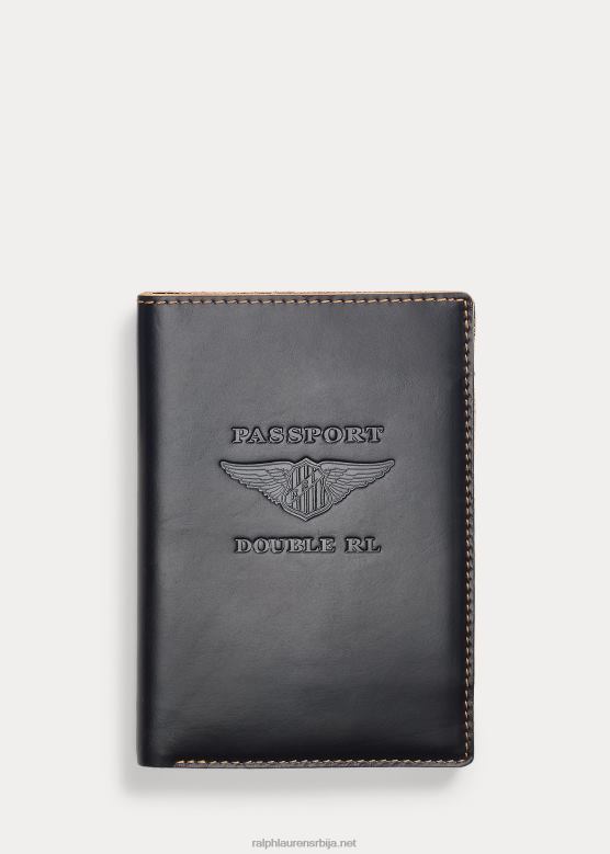 мушкарци Ralph Lauren кожни држач пасоша V2V448870 црно преко браон