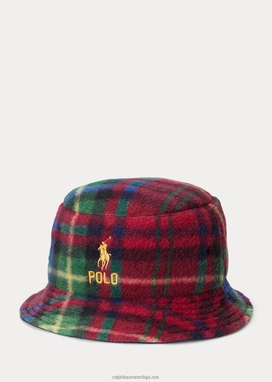 мушкарци Ralph Lauren карирани шешир са кантом од флиса V2V442742 царски гримизни кариран