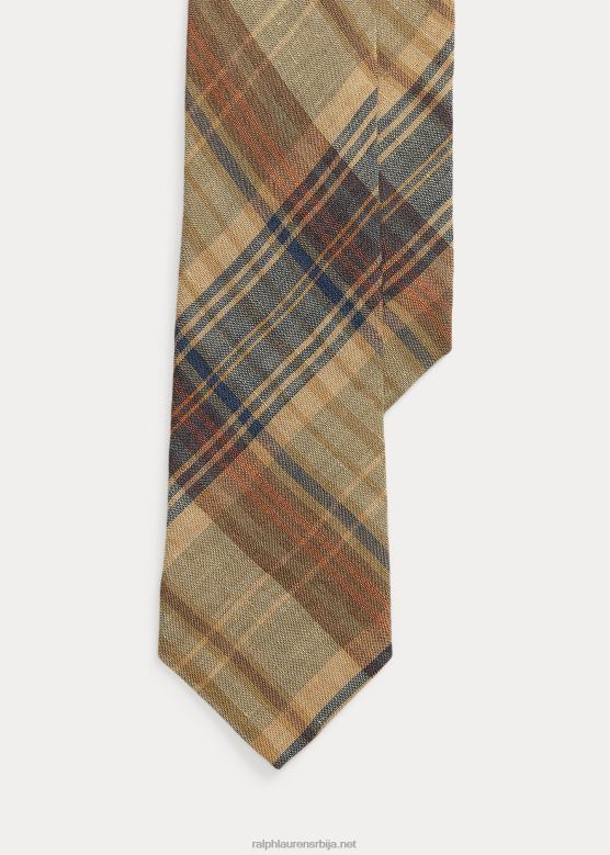 мушкарци Ralph Lauren карирана ланена кравата V2V442225 каки мулти