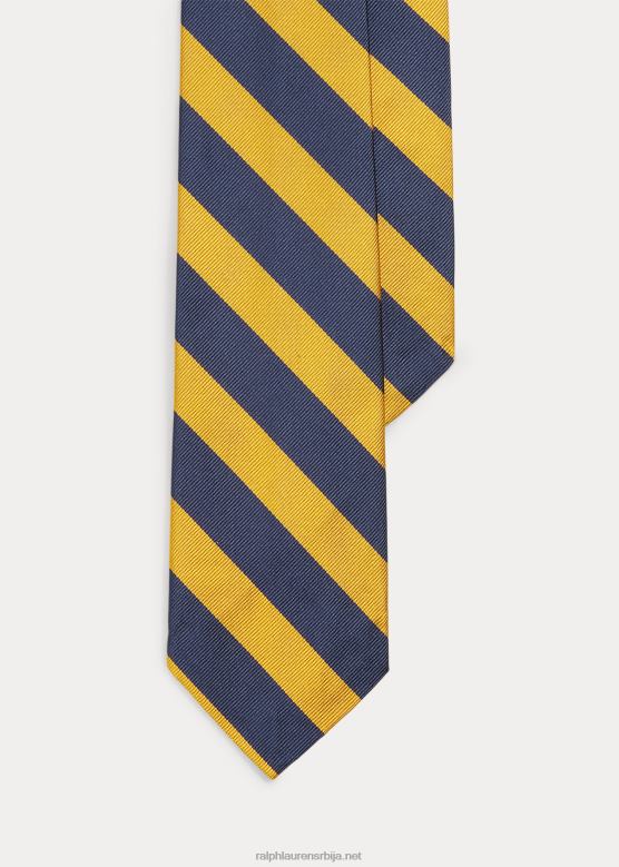 мушкарци Ralph Lauren пругаста свилена реп кравата V2V442260 морнарско/златно