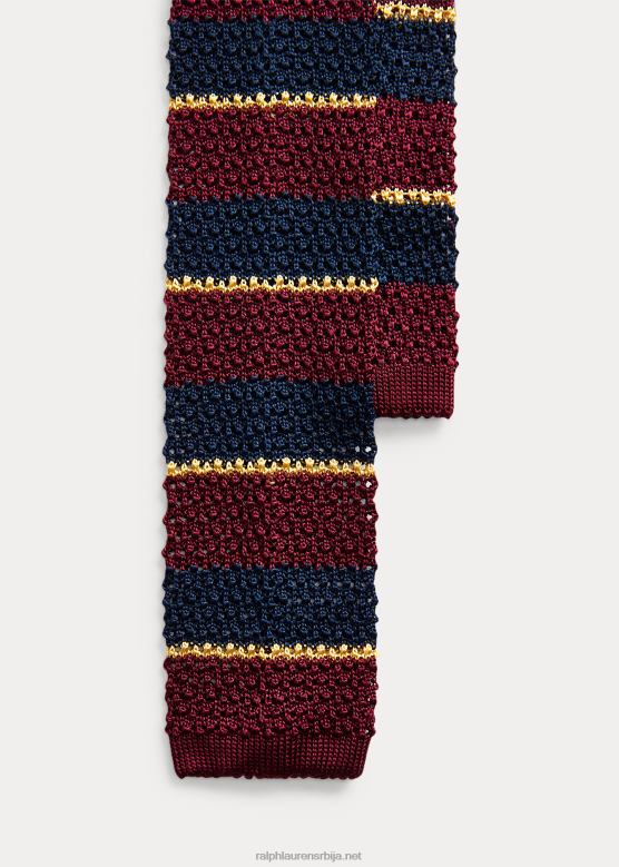 мушкарци Ralph Lauren пругаста плетена свилена кравата V2V442283 вино / морнарица / злато