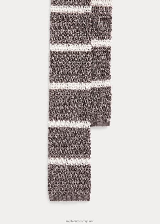 мушкарци Ralph Lauren пругаста плетена вунена кравата V2V448752 сиво/бело