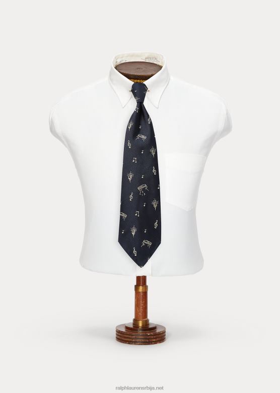 мушкарци Ralph Lauren ручно рађена свилена кравата са музичким мотивом V2V448842 морнарица