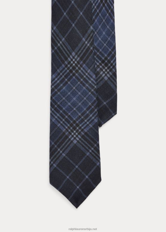 мушкарци Ralph Lauren кравата од кашмира и свиле са тартан принтом V2V448928 морнарско/прашно плава