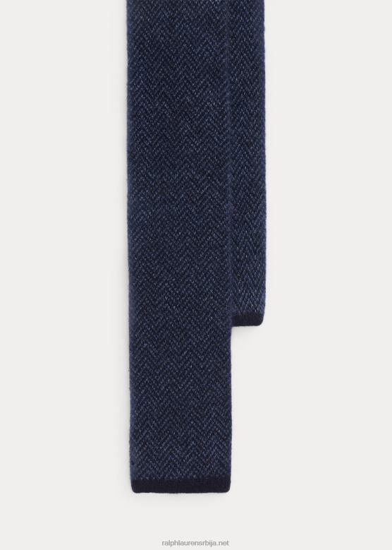 мушкарци Ralph Lauren кравата од кашмира од плетене рибље кости V2V448953 морнарско/прашно плава