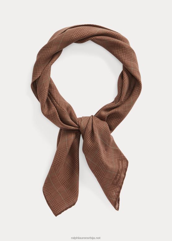 мушкарци Ralph Lauren глен карирана марама од кашмира и свиле V2V448934 браон / жалфија