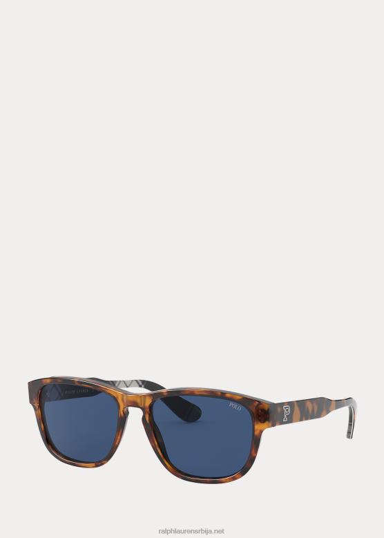 мушкарци Ralph Lauren колегијалне наочаре за сунце V2V442780 сјајна старинска корњача