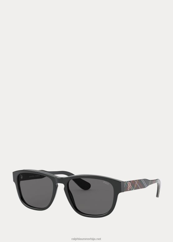 мушкарци Ralph Lauren тартан универзитетске наочаре за сунце V2V442784 сјајна црна са тартаном