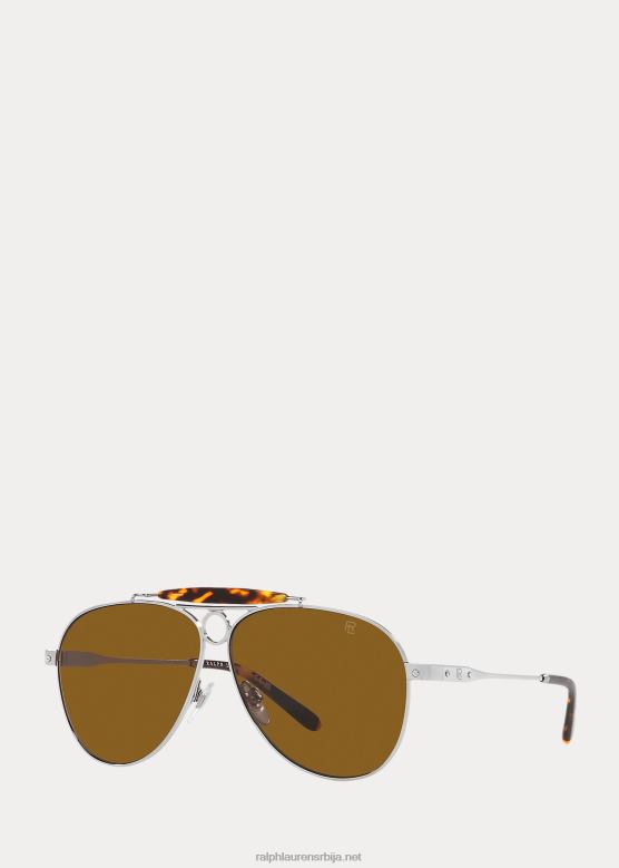 мушкарци Ralph Lauren аутомобилске металне пилотске наочаре за сунце V2V449057 сребро