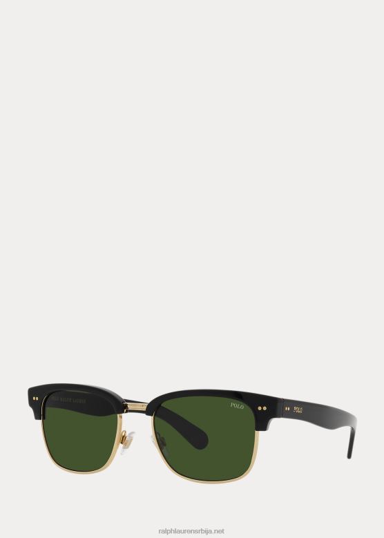 мушкарци Ralph Lauren квадратне академске наочаре за сунце V2V449060 сјајна црна