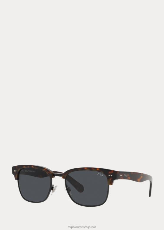 мушкарци Ralph Lauren квадратне академске наочаре за сунце V2V449061 сјајна тамна хавана