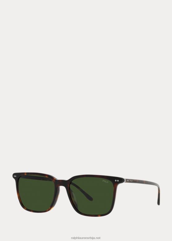 мушкарци Ralph Lauren квадратне академске наочаре за сунце V2V449063 сјајна тамна хавана