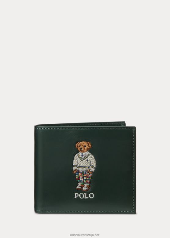 мушкарци Ralph Lauren новчаник од коже поло медведа V2V442397 нова шума