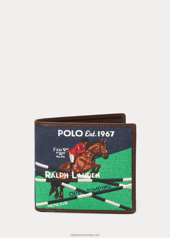 мушкарци Ralph Lauren коњичко платно и кожни новчаник V2V448750 невпорт морнарица