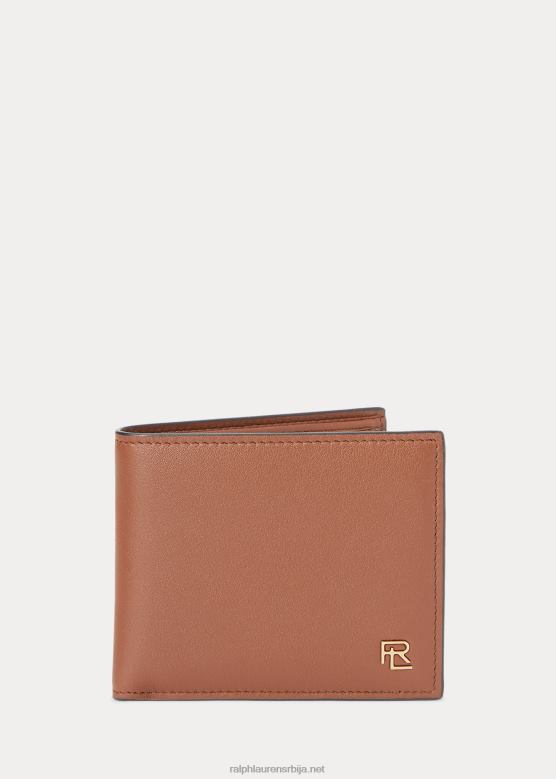 мушкарци Ralph Lauren новчаник од телеће коже са металним плакетом V2V449018 кестен