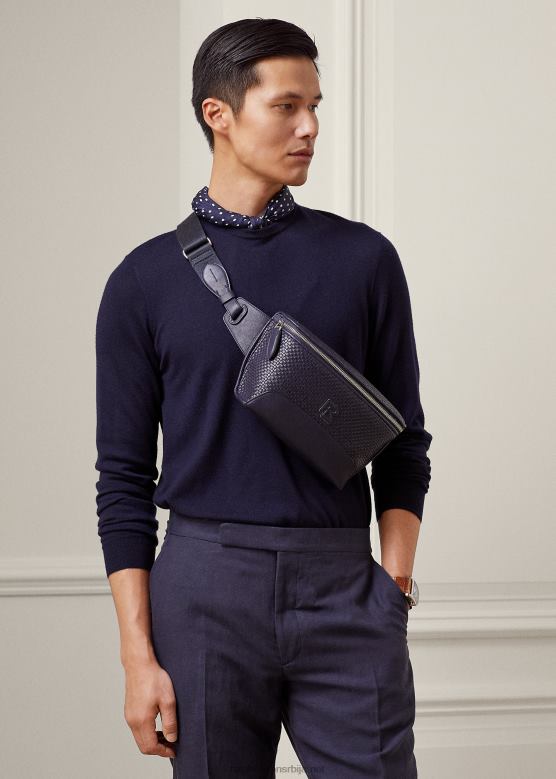 мушкарци Ralph Lauren паковање струка од телеће коже са тканим панелима V2V448961 председник морнарице