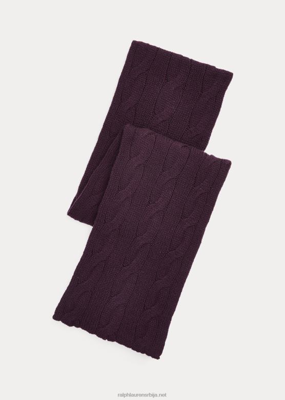 мушкарци Ralph Lauren кабловски плетени шал од кашмира V2V442793 манор пурпле