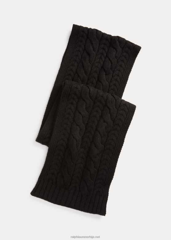 мушкарци Ralph Lauren кабловски плетени шал од кашмира V2V449004 црн
