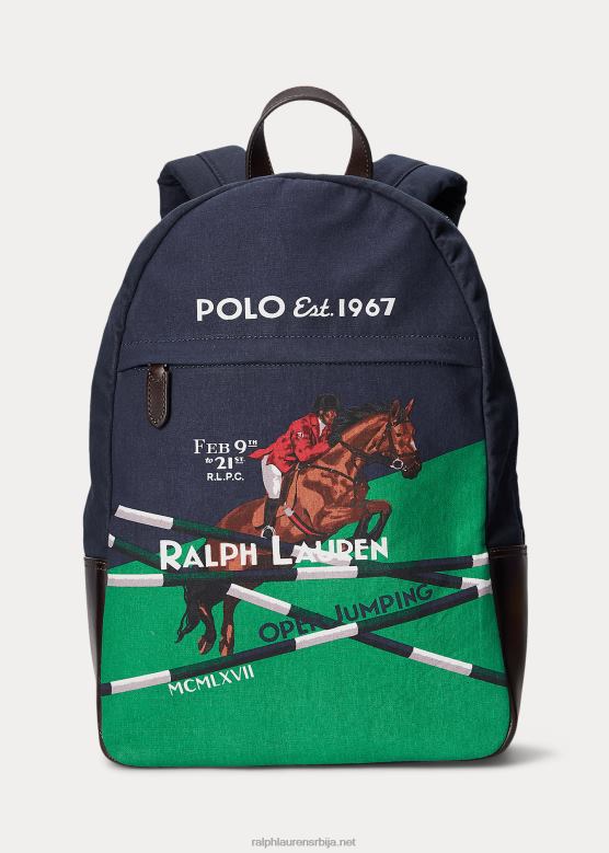 мушкарци Ralph Lauren платнени ранац са коњичком штампом V2V442211 невпорт морнарица