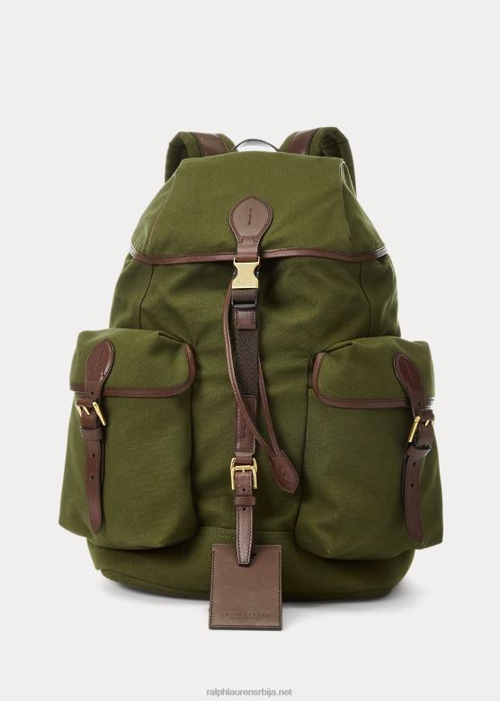 мушкарци Ralph Lauren кожни платнени ранац V2V442216 верде боттиглиа