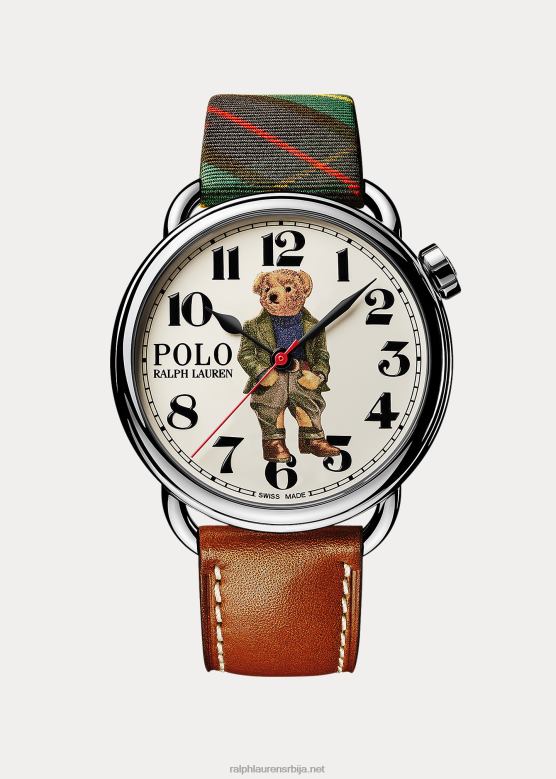 мушкарци Ralph Lauren 42 мм бедфорд поло медвед сат V2V442804 бели бројчаник