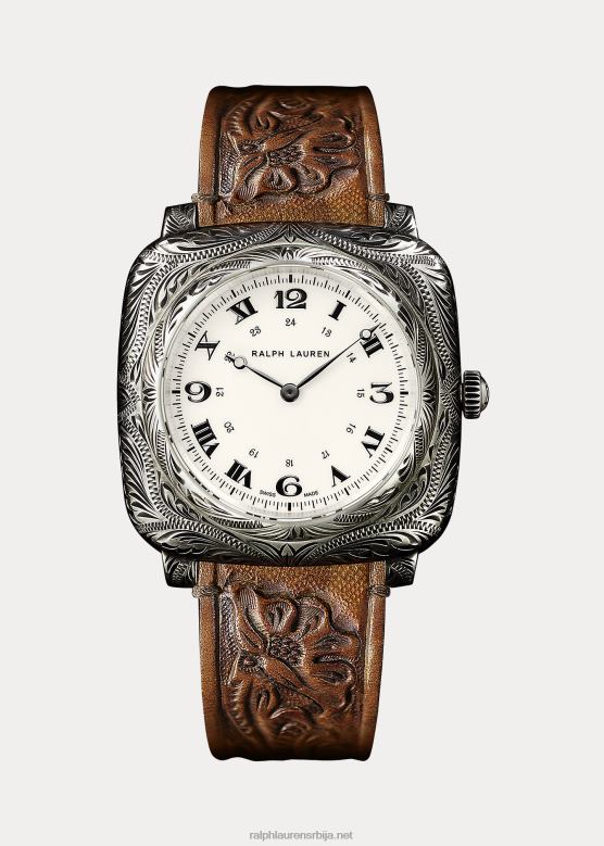 мушкарци Ralph Lauren јастук 42 мм урезан у сребро V2V442839