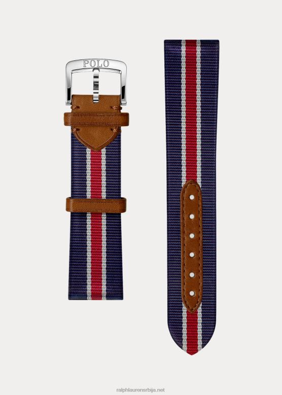 мушкарци Ralph Lauren пругасти свилени ремен за сат V2V442643 црвена/бела/плава пруга