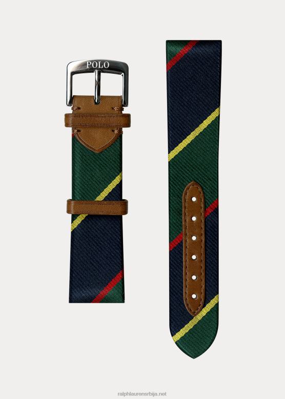мушкарци Ralph Lauren пругасти свилени ремен за сат V2V442658 зелена регементална трака