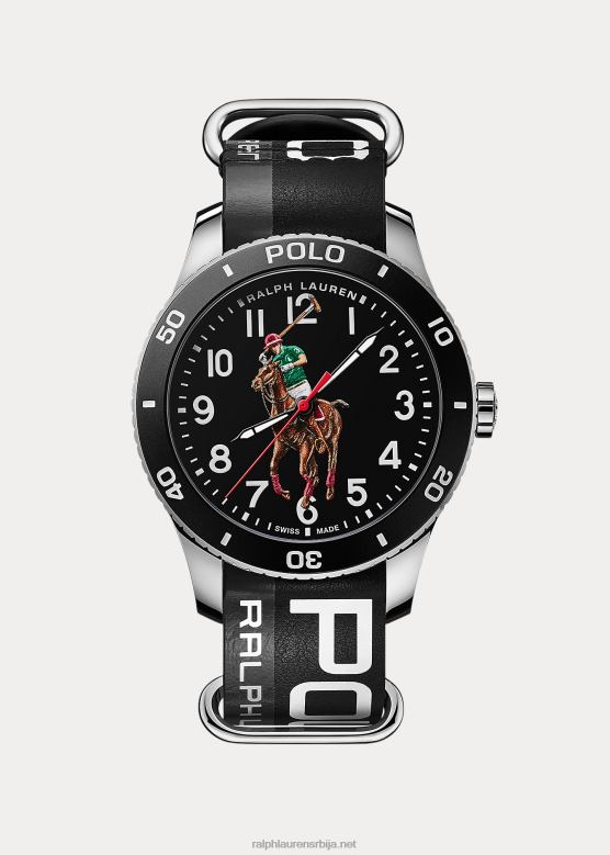 мушкарци Ralph Lauren поло спортски сат црни бројчаник V2V449741