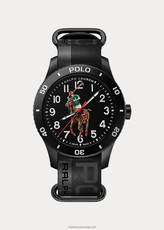 мушкарци Ralph Lauren поло спортски сат црни бројчаник V2V449748