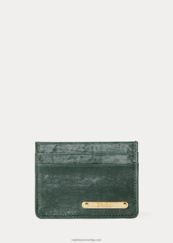 мушкарци Ralph Lauren футрола за картице од коже узде V2V442550 британски тркачки зелени
