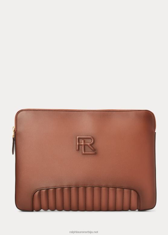 мушкарци Ralph Lauren прошивена техничка кутија од полиране телеће коже V2V448938 кестен